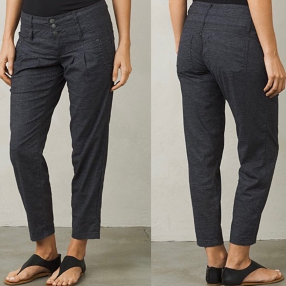 PrAna Lizbeth Hemp Blend Capri Pants in Coal Size 8